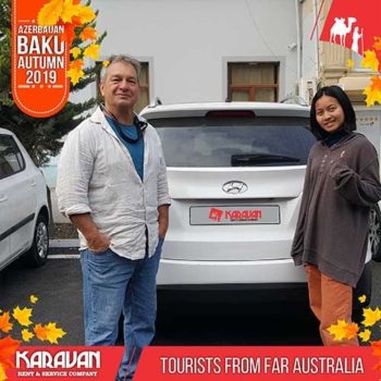 Tourists from faraway Australia. Mark David and his companion chose a light crossover for rent in Azerbaijan and went to explore the surroundings and sights of our wonderful country.