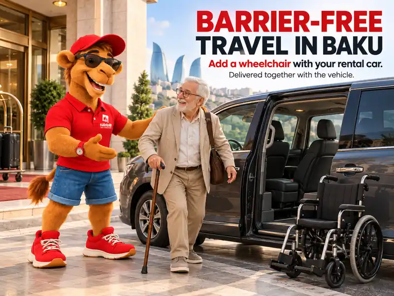 What extras can you add to a car rental in Baku? At Karavan Rent A Car in Baku you can book a child seat, a roof box, the winter package, a baby stroller or wheelchair, full insurance, a chauffeur, airport delivery and several more options with your car. This guide brings them together: terms, when to book and what to watch out for.