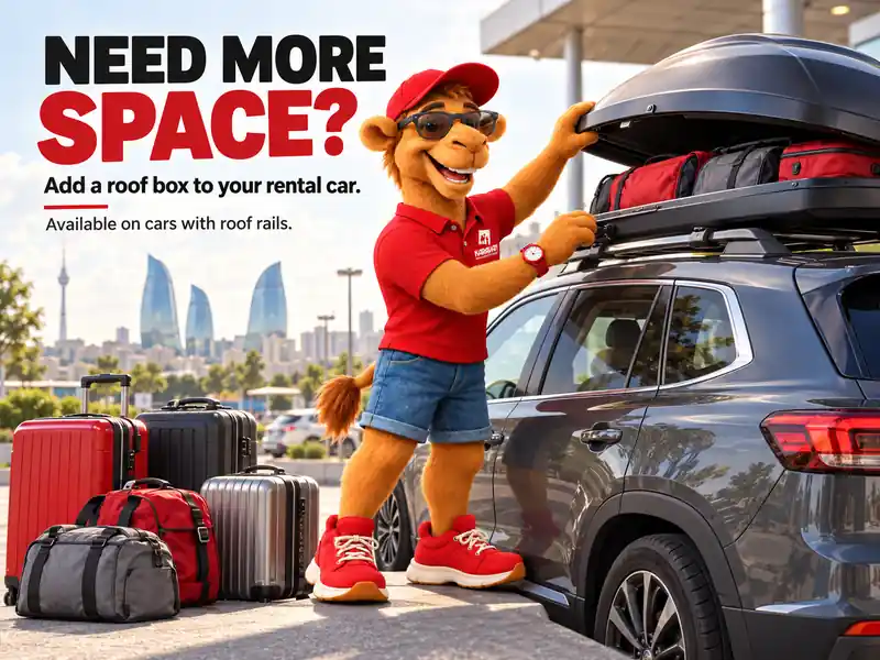 Child seats, roof box, winter package, baby stroller, wheelchair, chauffeur, airport delivery: every car rental extra at Karavan Rent A Car in Baku.