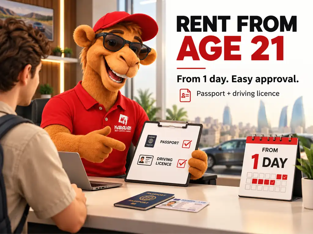 Age, documents, deposit, insurance, minimum rental period, payment and car pick-up &mdash; all current rental terms at Karavan Rent A Car in Baku on one page, with links to detailed guides on each topic.